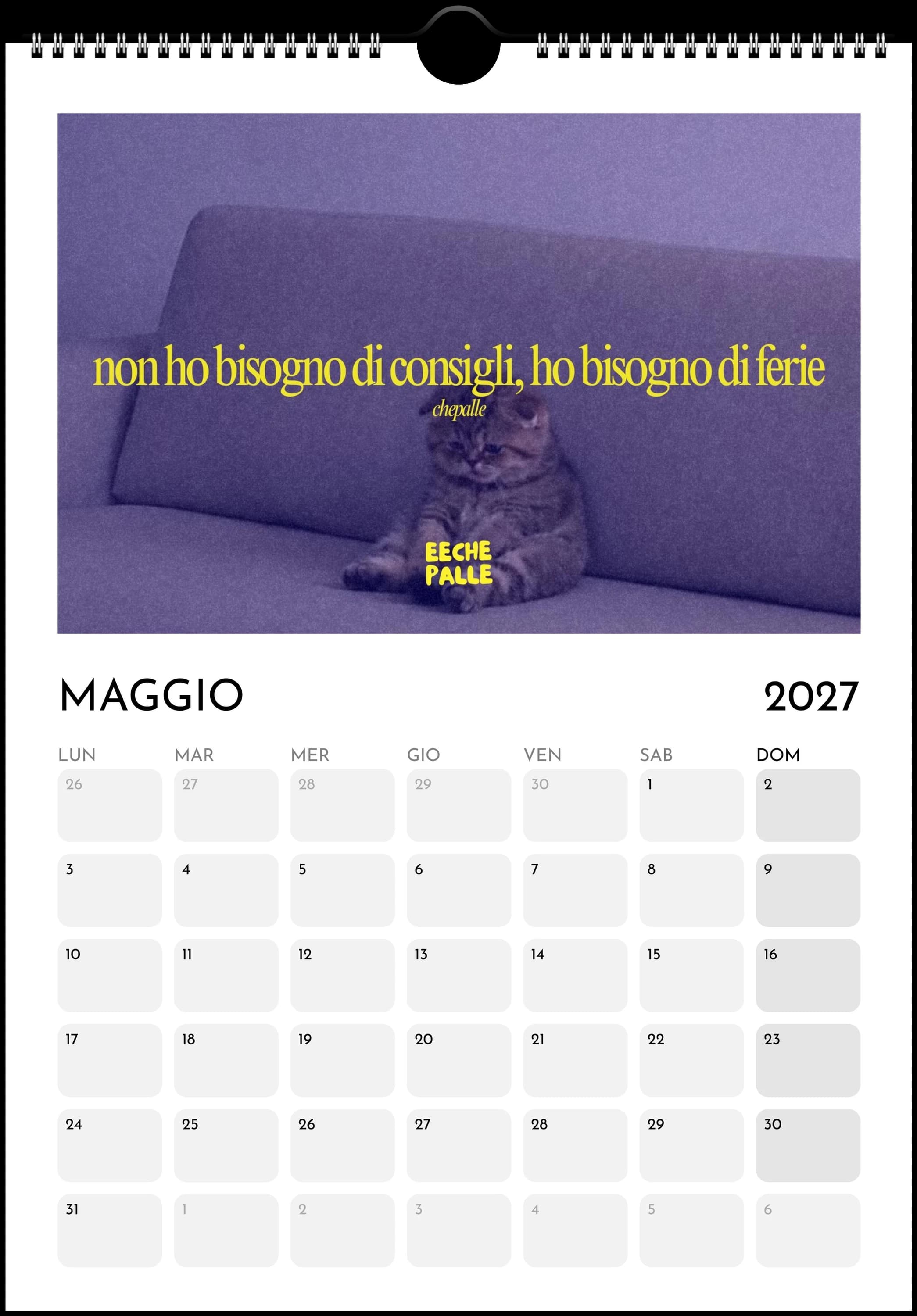 CHEANNODEMMMERDA - Calendario 2027