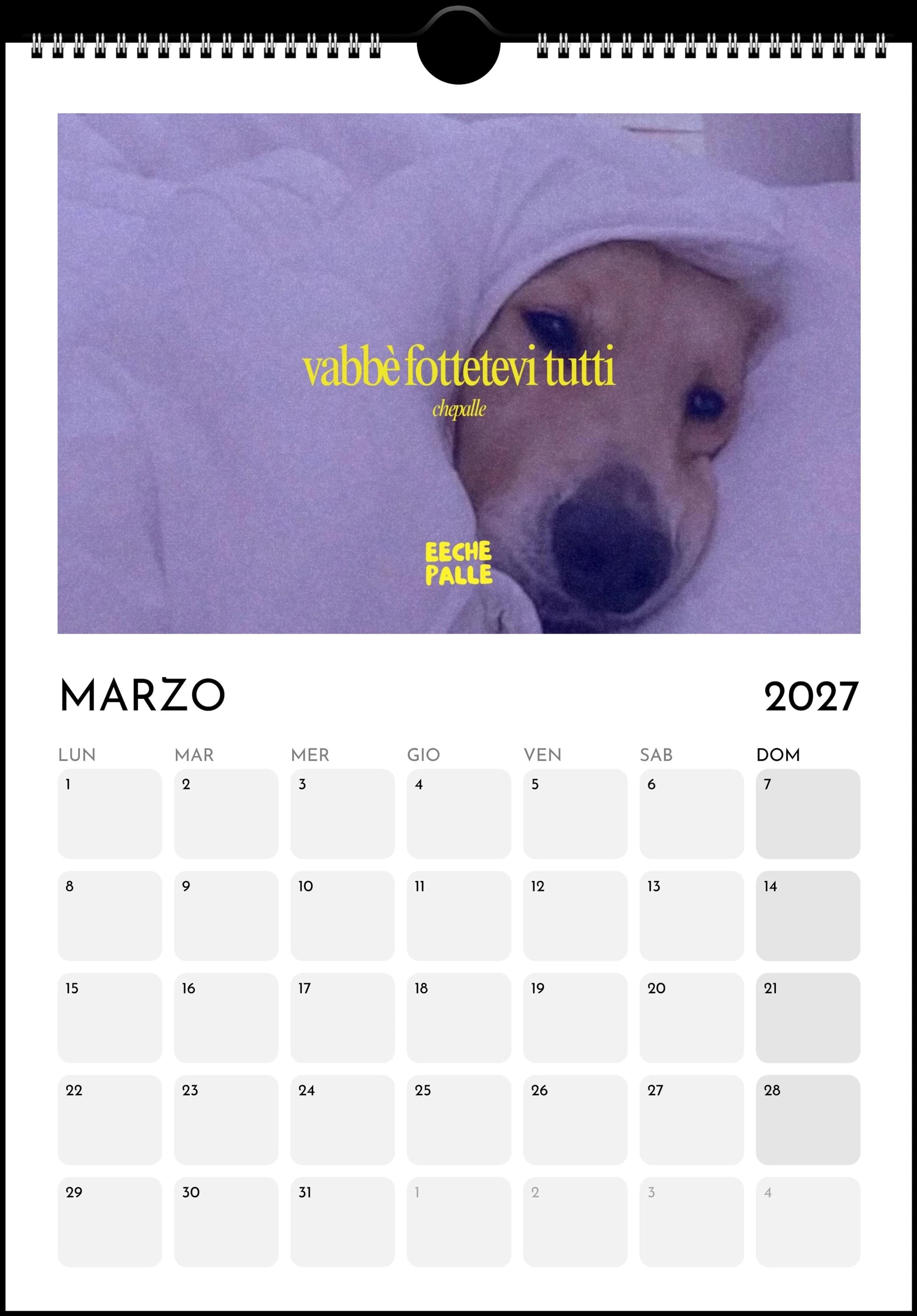 CHEANNODEMMMERDA - Calendario 2027